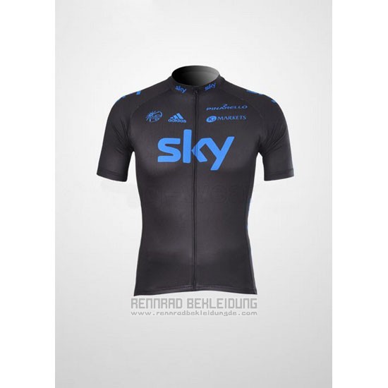 2012 Fahrradbekleidung Sky Shwarz und Blau Trikot Kurzarm und Tragerhose